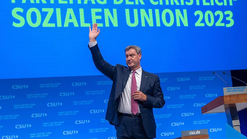 In München mit persönlichem Rekordergebnis als CSU-Chef bestätigt: Markus Söder. In München mit persönlichem Rekordergebnis als CSU-Chef bestätigt: Markus Söder.