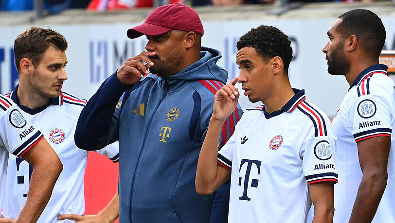 Ob Trainer Vincent Kompany (l.) Musiala am Samstag in den Kader beruft? Ob Trainer Vincent Kompany (l.) Musiala am Samstag in den Kader beruft?
