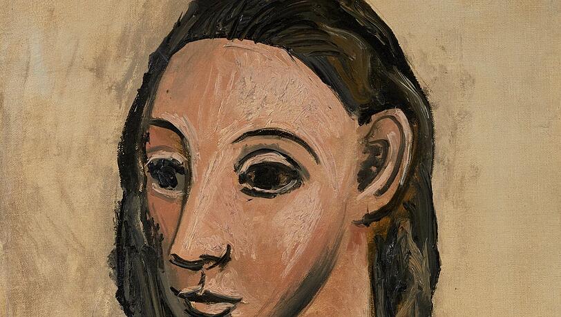 Diesen Frauenkopf hat Picasso 1906 in Barcelona gemalt. Der Zusammenhang mit seinen &bdquo;Demoiselles d&lsquo;Avignon&ldquo; ist offenkundig.
