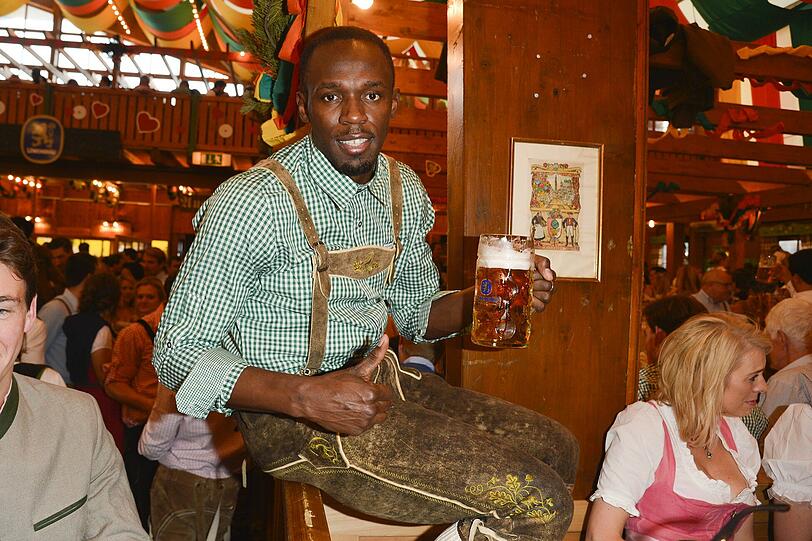 Usain Bolt im Schützenzelt.