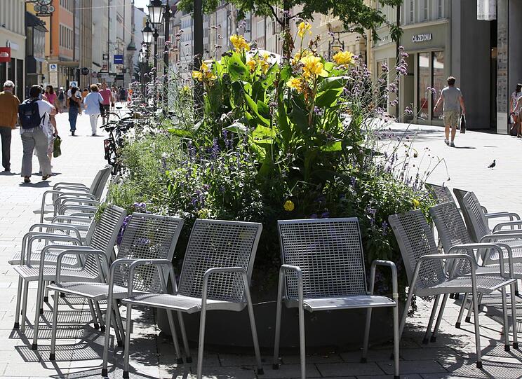 Und auch neben manchen Sitzplätzen in München blüht es.