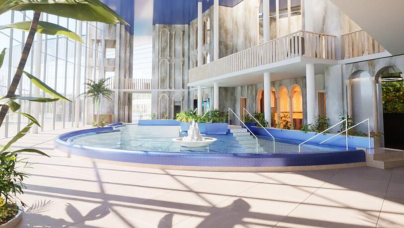 So soll eine der neuen Attraktionen für Gäste aussehen. Ein Eisbrunnen kühlt im einstigen Canal Grande die Besucher im aufpreispflichtigen Bereich VitalTherme ab. Der neue Name: Polaris.