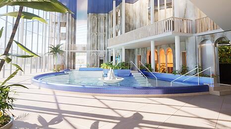 So soll eine der neuen Attraktionen f&uuml;r G&auml;ste aussehen. Ein Eisbrunnen k&uuml;hlt im einstigen Canal Grande die Besucher im aufpreispflichtigen Bereich VitalTherme ab. Der neue Name: Polaris.