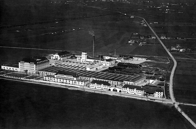 Das BMW-Urwerk an der Lerchenauer Straße zwischen 1918 und 1920.