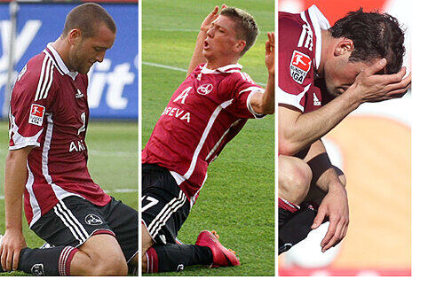 Momentan am Boden &ndash; bald wieder im Rampenlicht? Die verletzten Club-Hoffnungsträger Julian Schieber, Mike Frantz und Albert Bunjaku (von links).