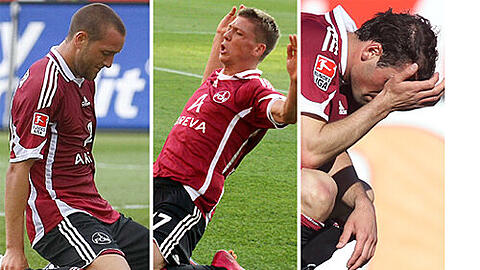 Momentan am Boden &ndash; bald wieder im Rampenlicht? Die verletzten Club-Hoffnungsträger Julian Schieber, Mike Frantz und Albert Bunjaku (von links).