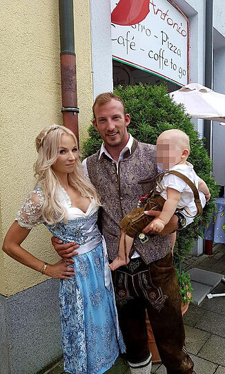 Mario und Tanja Daser mit ihrem gemeinsamen Sohn Damian am Starnberger See