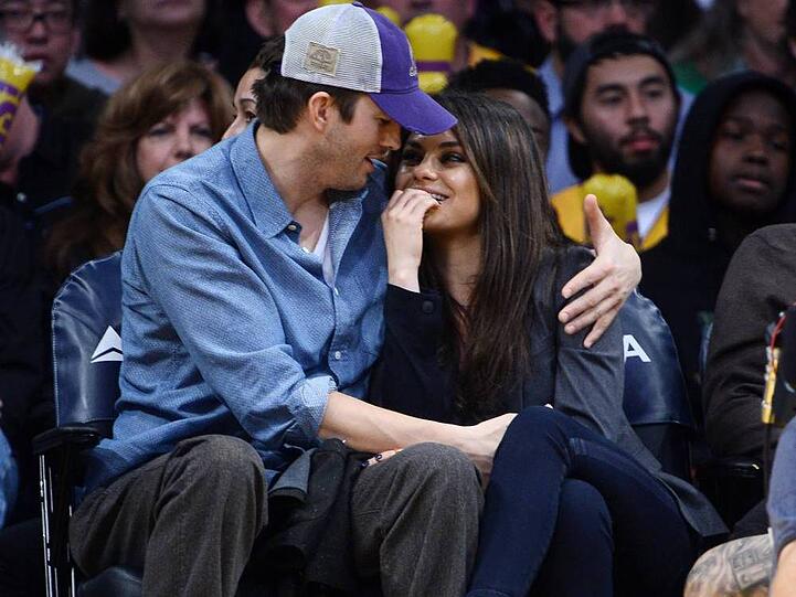 Ashton Kutcher und Mila Kunis waren Anfang des Jahres mehr mit sich als mit dem Spiel der Lakers beschäftigt