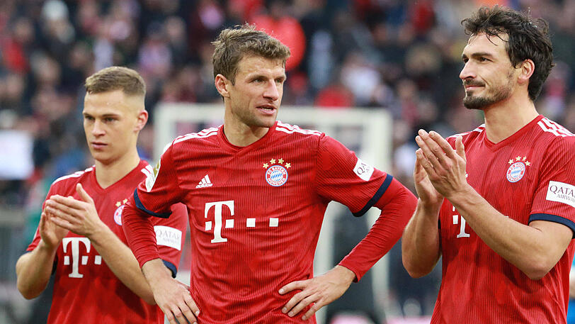 Deutsches Trio für den FC Bayern: Joshua Kimmich, Thomas Müller und Mats Hummels (v.li.).