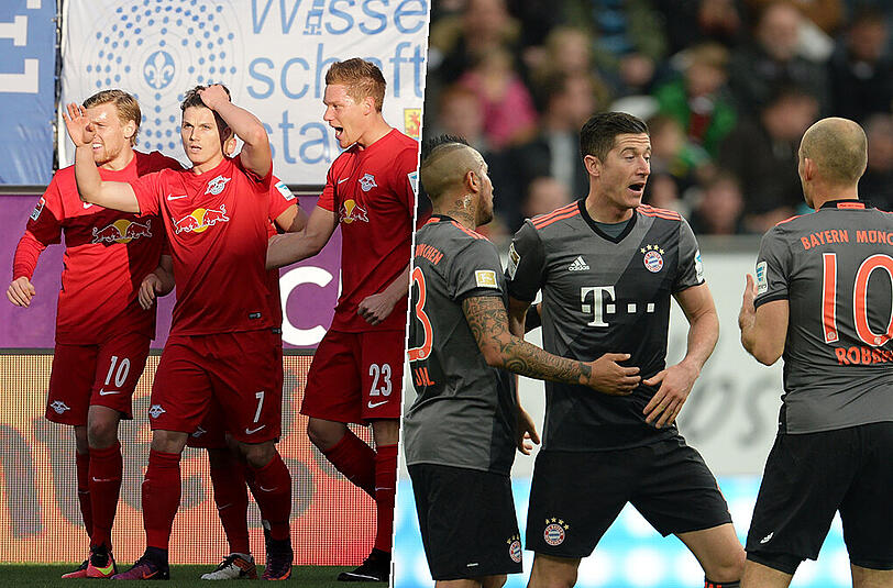 Aufsteiger RB Leipzig bleibt den Bayern auf den Fersen.