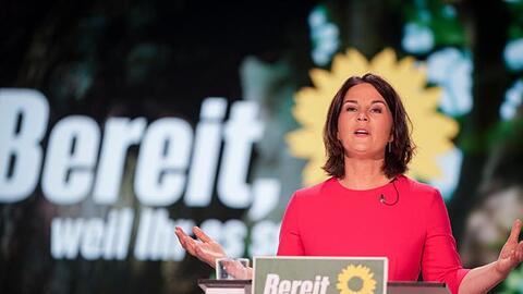 Annalena Baerbock bei der Bundesdelegiertenkonferenz ihrer Partei. Bei dem digitalen Parteitag in Berlin.