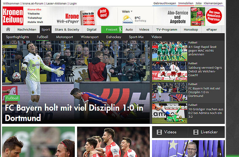 Die österreichische "Krone" betont die Disziplin des FC Bayern.