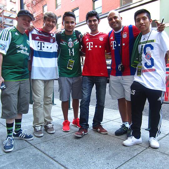 Die Bayern sind in Portland gelandet. Impressionen vor dem Spiel gegen das MLS-Allstar-Team am Pionier Square.