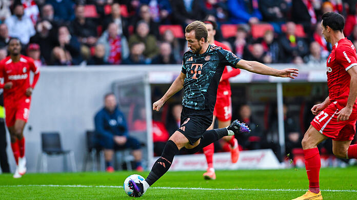 Harry Kane traf für den FC Bayern zum 1:0 und arbeitete fleißig mit nach hinten.