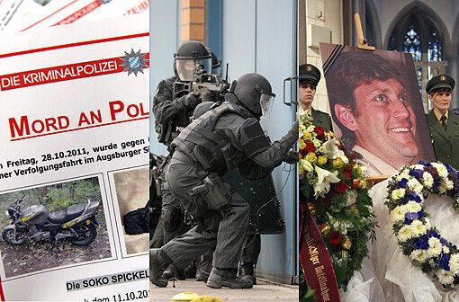 Ein Sondereinsatzkommando (SEK) der Polizei hat im Augsburger Polizisten-Mordfall zwei Verdächtige geschnappt.
