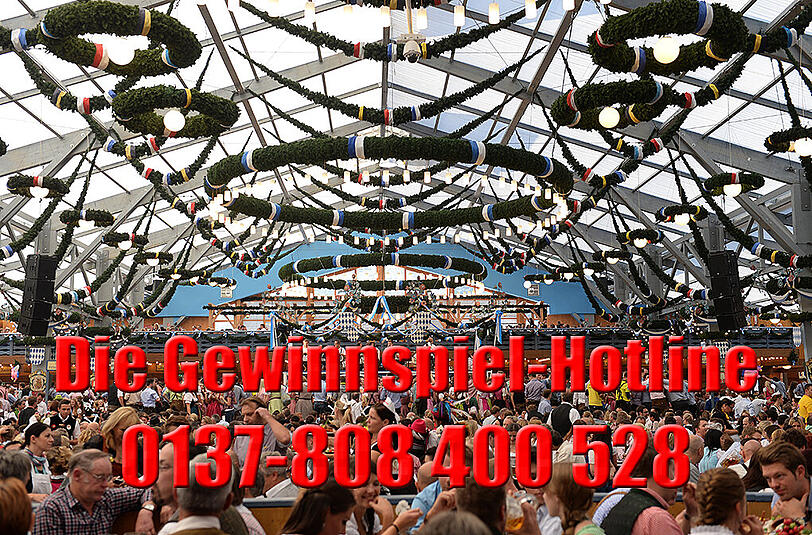 Schottenhamel-FestzeltMittwoch, 24. September: 16 bis 22.30 Uhr, zweimal jeweils 1 Tisch für zehn Personen, inklusive einer Maß und einem Hendl pro Person. Die Gewinnspiel- Rufnummern: 0137-808 400 528