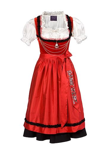 Das Lodenfrey SAMTHERZ Dirndl in Rot für 699 Euro.