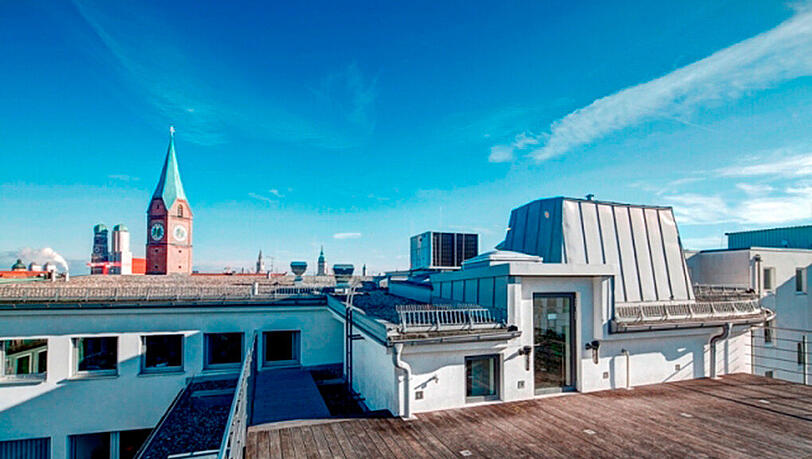 Hübsche Dachterrasse: Für Büros fast zu schade. Hübsche Dachterrasse: Für Büros fast zu schade.