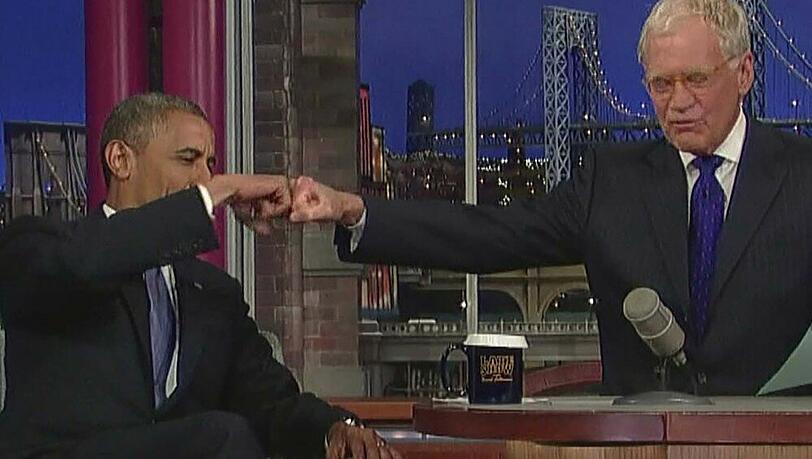 Barack Obama (l.) bei einem früheren Auftritt in der Show von David Letterman Barack Obama (l.) bei einem früheren Auftritt in der Show von David Letterman