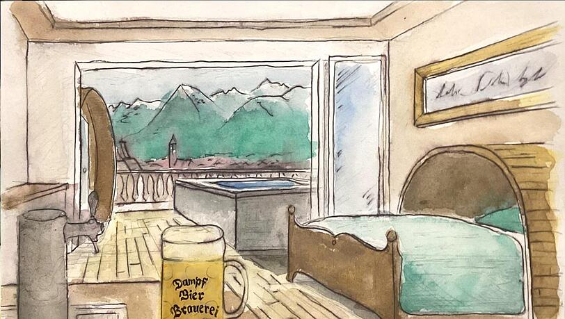 Wie gemalt: So soll ein Zimmer des Bierhotels in Oberstdorf künftig aussehen.