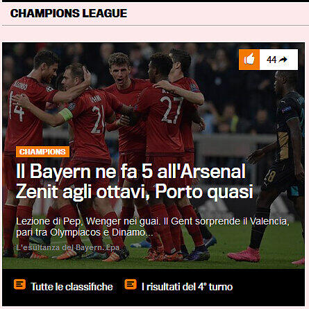 Gazzetta dello Sport (Italien): "Peps Lektion für Wenger"