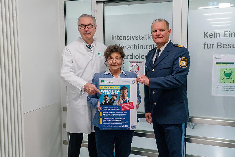 Start der Pr&auml;ventionsaktion:  Professor Dr. Markus Lerch, die Schauspielerin Monika Baumgartner, sie spielt die Mutter des Bergdoktors in der ZDF-Serie und Polizeipr&auml;sident Thomas Hampel bei der Vorstellung des neuen Aufkl&auml;rungsplakates.