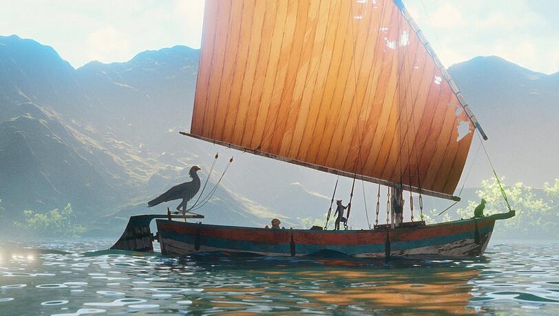 Auf dem Schiff retten sich die Tiere vor der Flut. Auf dem Schiff retten sich die Tiere vor der Flut.