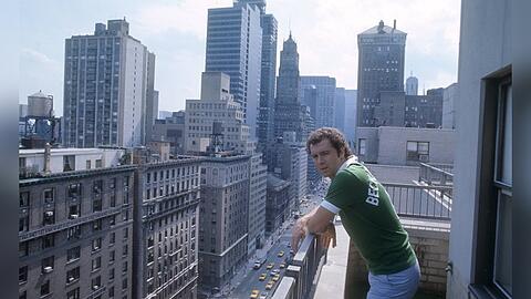 Fußball-Superstar Franz Beckenbauer nach seinem Wechsel zu New York Cosmos Ende der 1970er