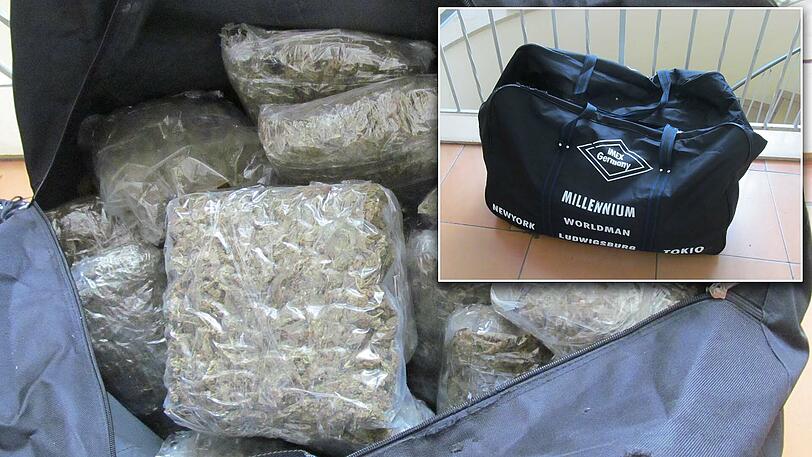 In dieser Sporttasche fand der Spaziergänger die Drogen. Die Polizei spricht von mehreren Kilogramm Marihuana.