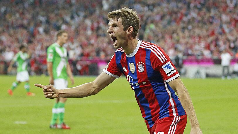 Thomas Müller jubelt über das 1:0. Thomas Müller jubelt über das 1:0.