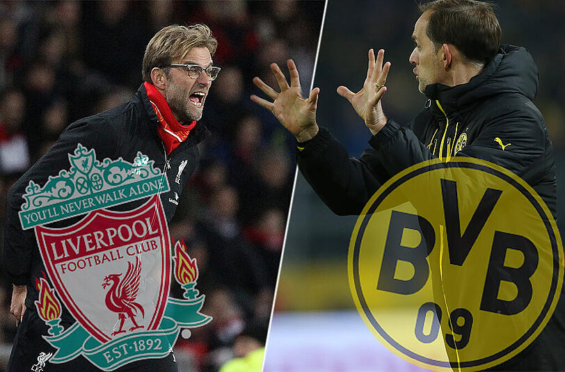 Ex-BVB-Trainer Jürgen Klopp (l.) kehrt heute Abend mit seinem neuen Verein FC Liverpool an seine alte Wirkungsstätte zurück. Dort warten die Borussen mit Trainer Thomas Tuchel.