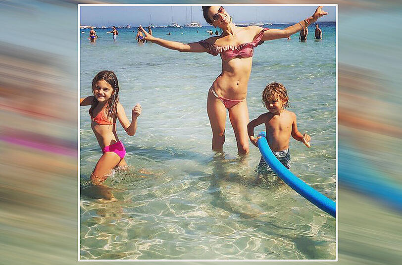 Supermodel Alessandra Ambrosio macht sich am liebsten mit ihren beiden Kindern nass.