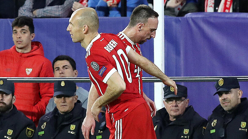 In der 79. Minute des Champions-League-Spiels in Sevilla löste Arjen Robben seinen Kollegen Franck Ribéry ab.