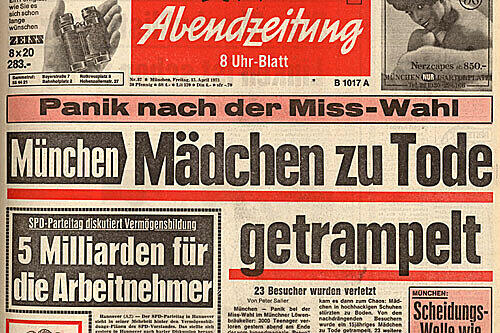 Massenpanik im Löwenbräukeller, AZ-Titel vom 13. April 1973
