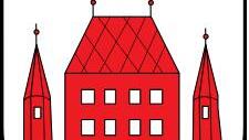 Das Obermenzinger Wappen: Ein rotes Schloss mit zwei sich verjüngenden Flankentürmen auf grünen Grund. Das Obermenzinger Wappen: Ein rotes Schloss mit zwei sich verjüngenden Flankentürmen auf grünen Grund.