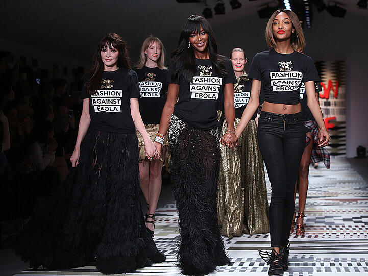 Im Kampf gegen die Ebola-Epidemie setzte sich Naomi Campbell mit ihrer Modelinie "Fashion Against Relief" für die betroffenen Menschen ein. Im Zuge ihres sozialen Engagements arbeitete sie auch des öfteren mit Nelson Mandela zusammen.