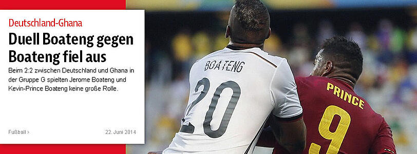 "Duell Boateng gegen Boateng fiel aus" schreibt die BZ