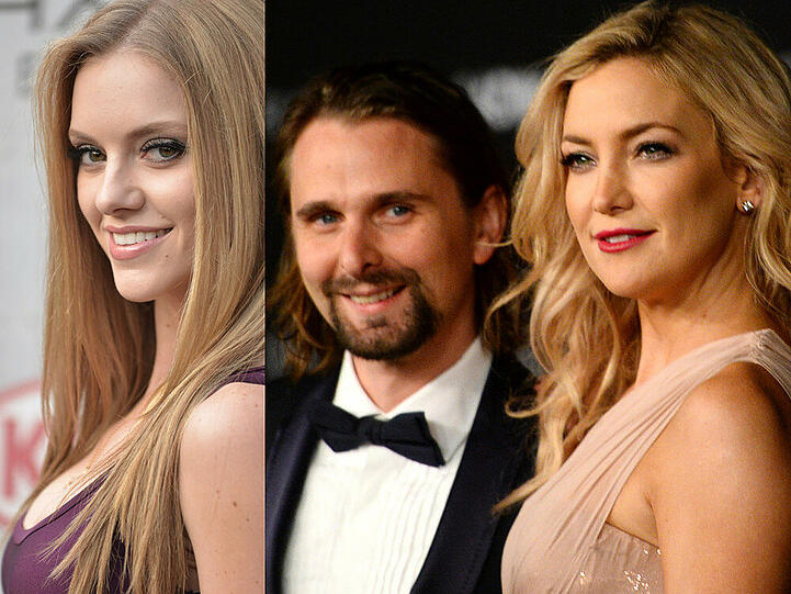 Matthew Bellamy zwischen der Neuen, Ellen Evans (l.), und seiner Ex, Kate Hudson