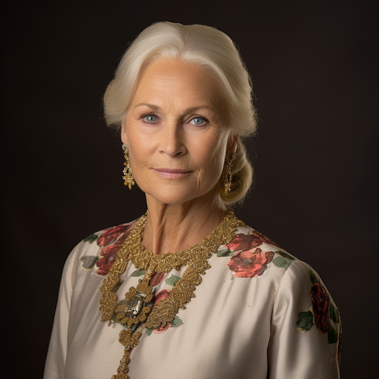 Prinzessin Mette-Marit mithilfe der Künstlichen Intelligenz auf 80 Jahre gealtert.