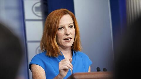 Jen Psaki antwortet auf eine Frage zum Thema Abtreibung.