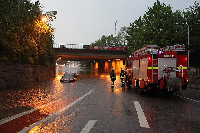 Heftige Überschwemmungen in mehreren Ortschaften in Oberbayern