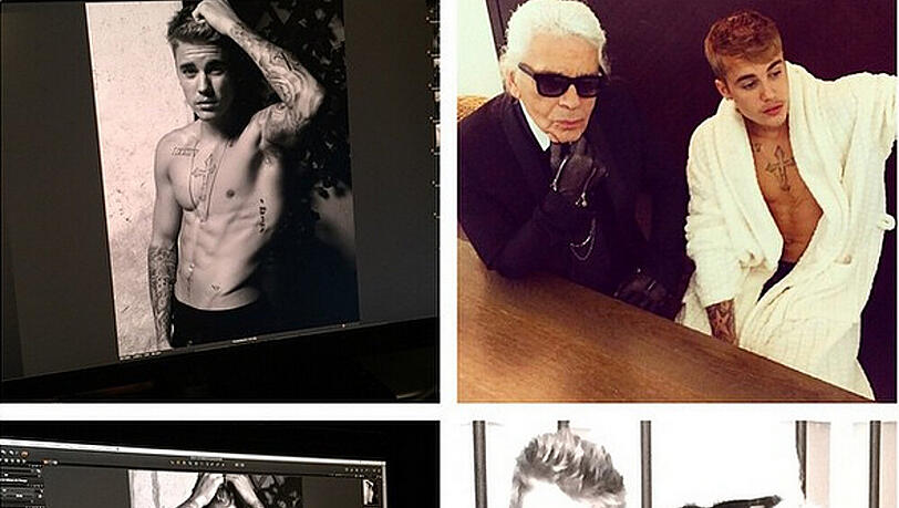 Beste Kumpel? Justin Bieber bei der Arbeit mit Karl Lagerfeld Beste Kumpel? Justin Bieber bei der Arbeit mit Karl Lagerfeld