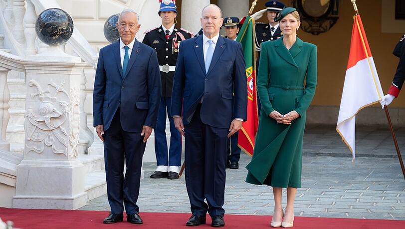Marcelo Rebelo de Sousa, Fürst Albert und Fürstin Charlène in Monaco.