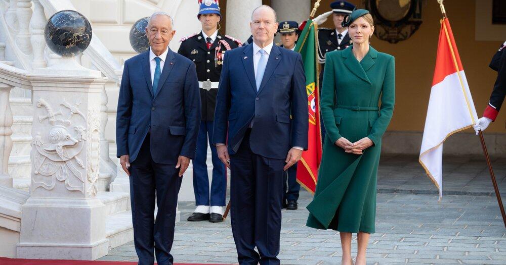 Empfang-f-r-Portugals-Pr-sident-Charl-ne-gl-nzt-in-elegantem-Look