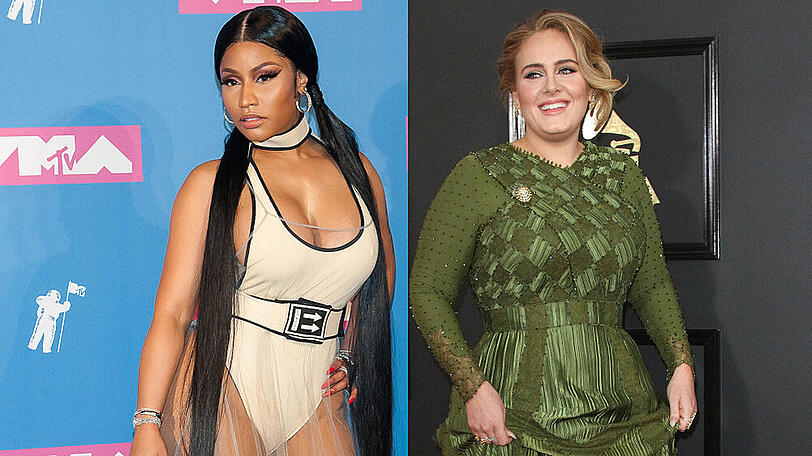 Nicki Minaj (l.) und Adele haben zusammen einen Song aufgenommen