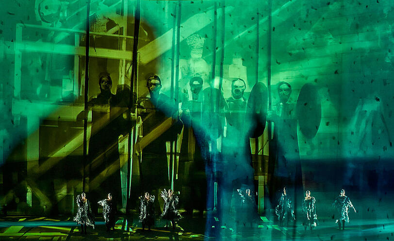 Szene aus der „Walküre“ des Bayreuther KI-„Rings“ Szene aus der „Walküre“ des Bayreuther KI-„Rings“