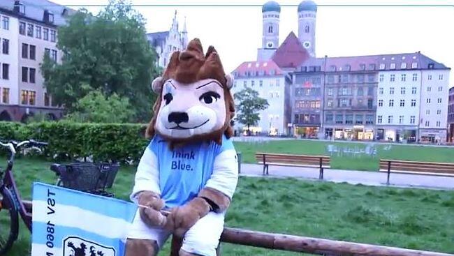 Das Löwen-Maskottchen (Sechzgerl) in der Münchner Innenstadt. Das Löwen-Maskottchen (Sechzgerl) in der Münchner Innenstadt.