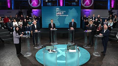 In der SWR-"Wahlarena" trafen die sechs Spitzenkandidatinnen und Spitzenkandidaten der Parteien mit Aussicht auf Sitze im Landtag aufeinander.