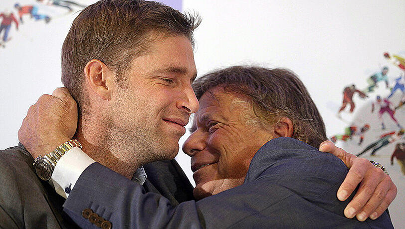 Benjamin Raich (links) und ÖSV-Präsident Peter Schröcksnadel bei der Pressekonferenz in Wien. Benjamin Raich (links) und ÖSV-Präsident Peter Schröcksnadel bei der Pressekonferenz in Wien.