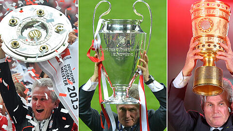 Jupp Heynckes und die Triple-Saison 2012/2013: Der heute 72-Jährige feiert Meisterschaft, Champions League und DFB-Pokal.